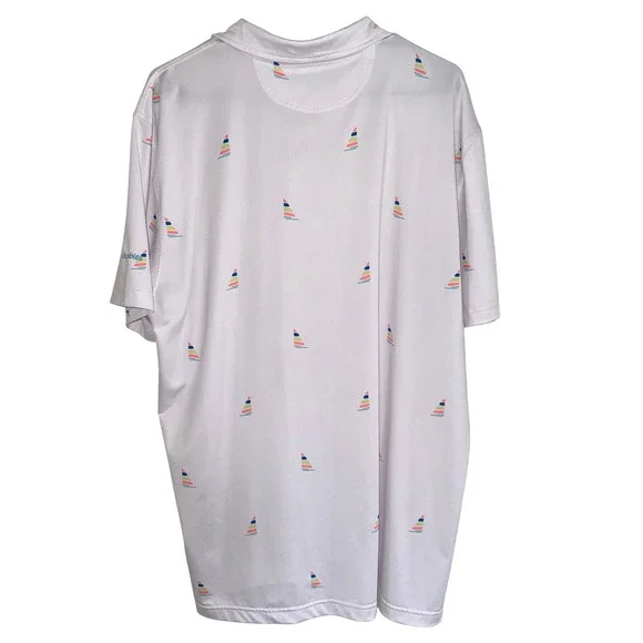 Chubbies Sailboat Print Performance Polo Shirt XL White - Picture 2 of 7